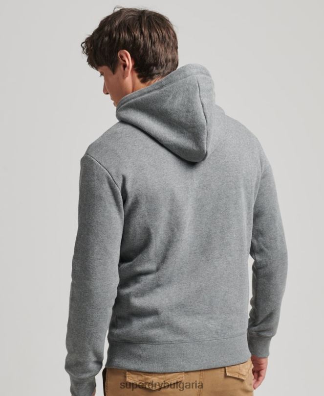 Superdry облекло N00H560 сиво мъже суичър с лого от органичен памук