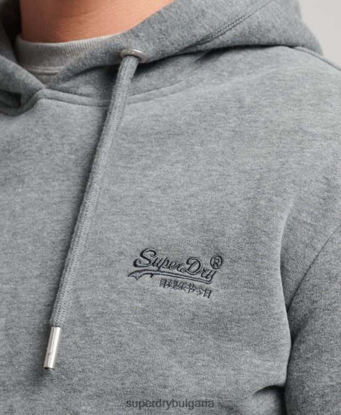 Superdry облекло N00H560 сиво мъже суичър с лого от органичен памук