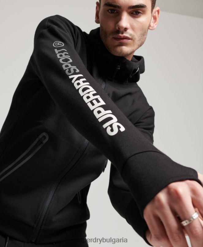 Superdry облекло N00H562 черен мъже суичър с цип gymtech