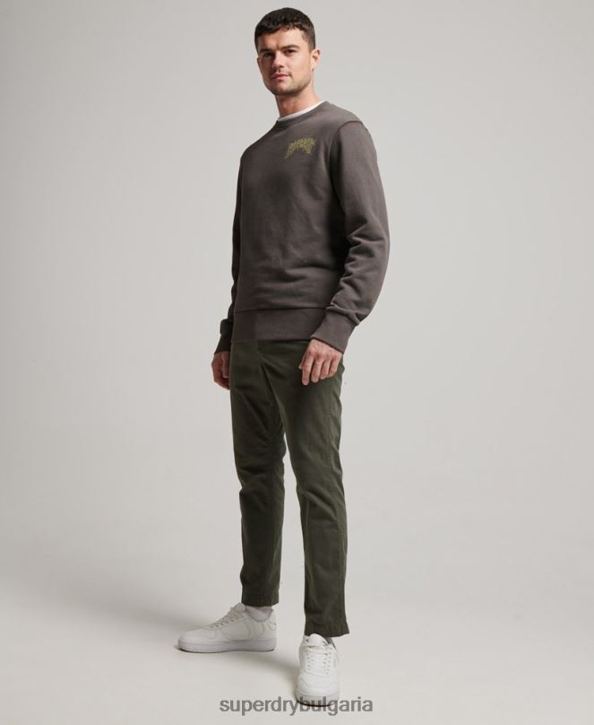 Superdry облекло N00H565 тъмно сив мъже creatures crew суичър