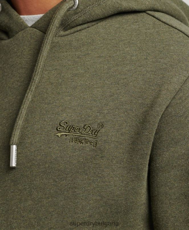 Superdry облекло N00H566 каки мъже суичър с лого от органичен памук