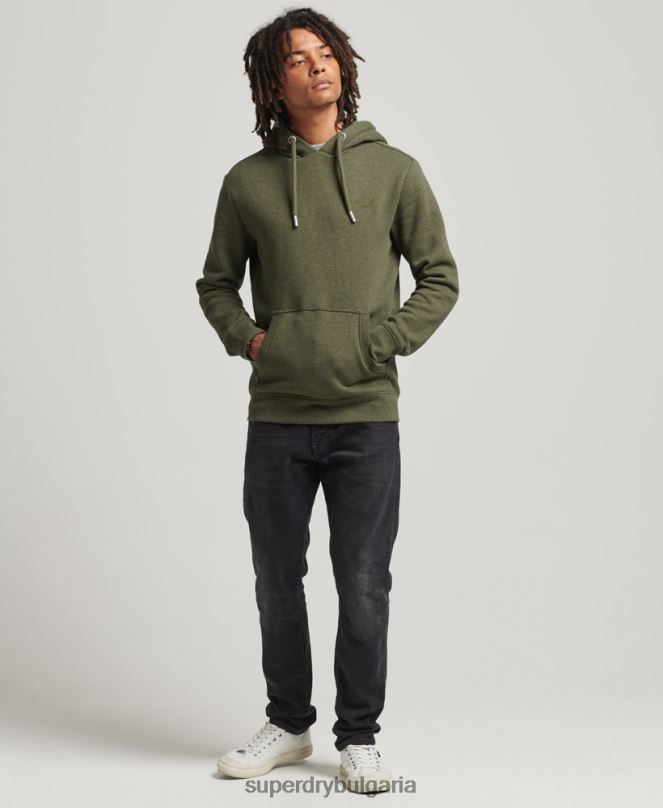 Superdry облекло N00H566 каки мъже суичър с лого от органичен памук