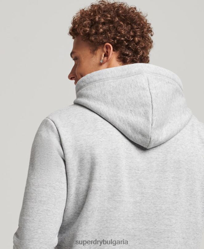 Superdry облекло N00H567 сиво мъже суичър с лого от органичен памук