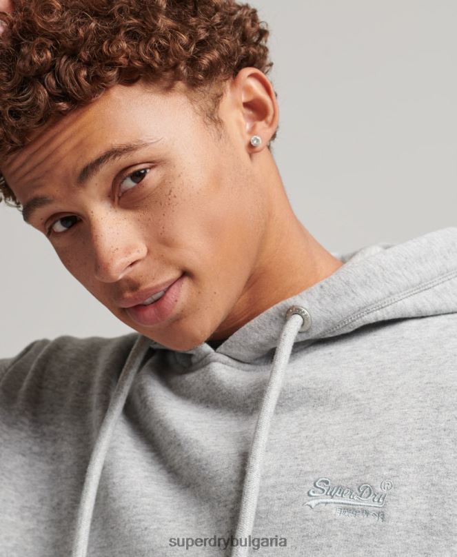 Superdry облекло N00H567 сиво мъже суичър с лого от органичен памук