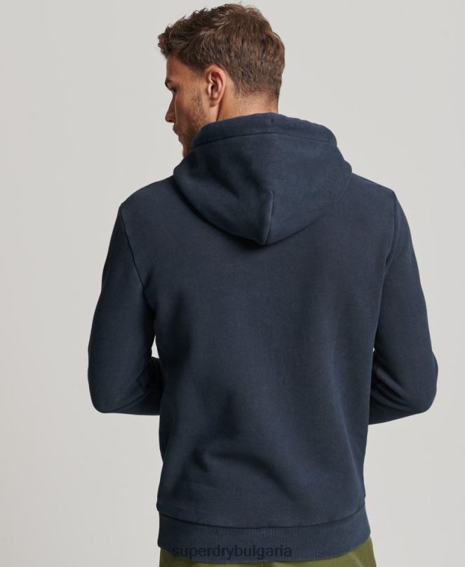 Superdry облекло N00H568 военноморски флот мъже винтидж качулка с лого