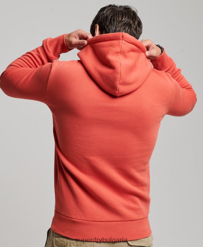 Superdry облекло N00H569 червен мъже неонова качулка с винтидж лого
