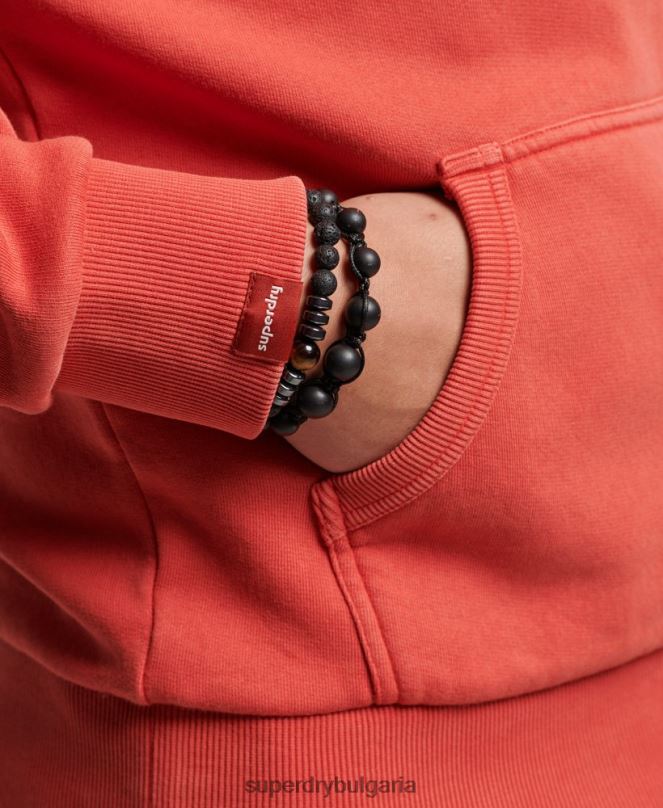 Superdry облекло N00H569 червен мъже неонова качулка с винтидж лого