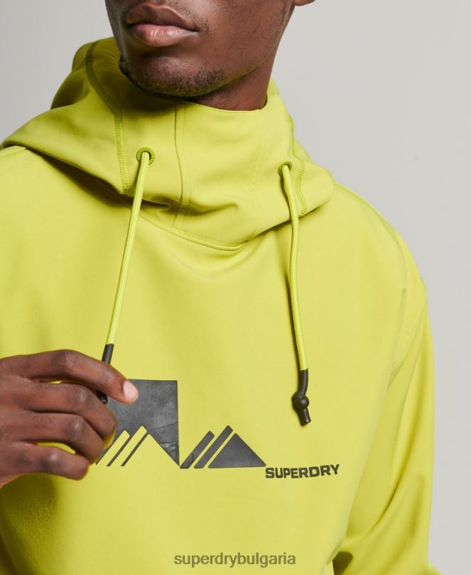 Superdry облекло N00H571 жълто мъже качулка снежна технология