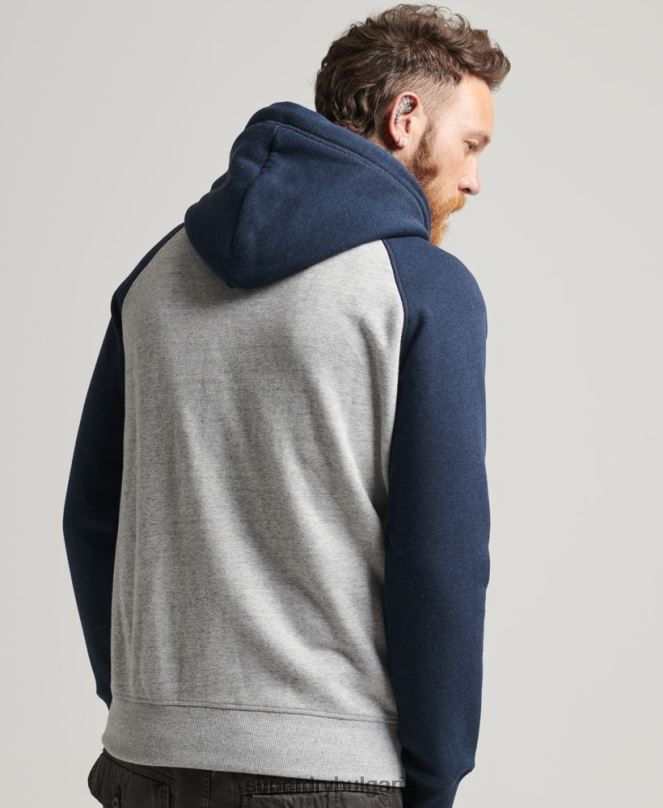 Superdry облекло N00H572 сиво мъже Бейзболна качулка с цип от органичен памук