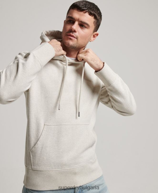 Superdry облекло N00H574 бежово мъже есенциален прекалено боядисан качулка