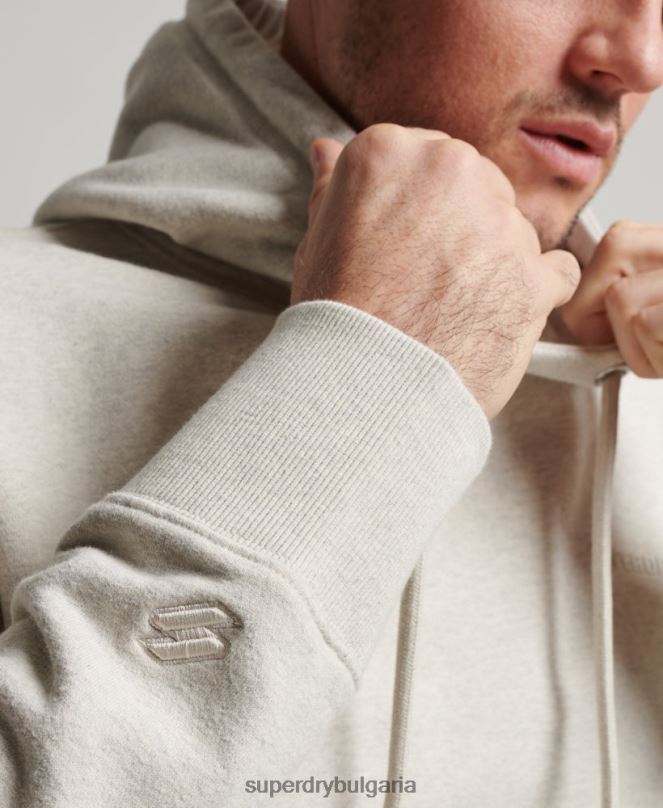 Superdry облекло N00H574 бежово мъже есенциален прекалено боядисан качулка