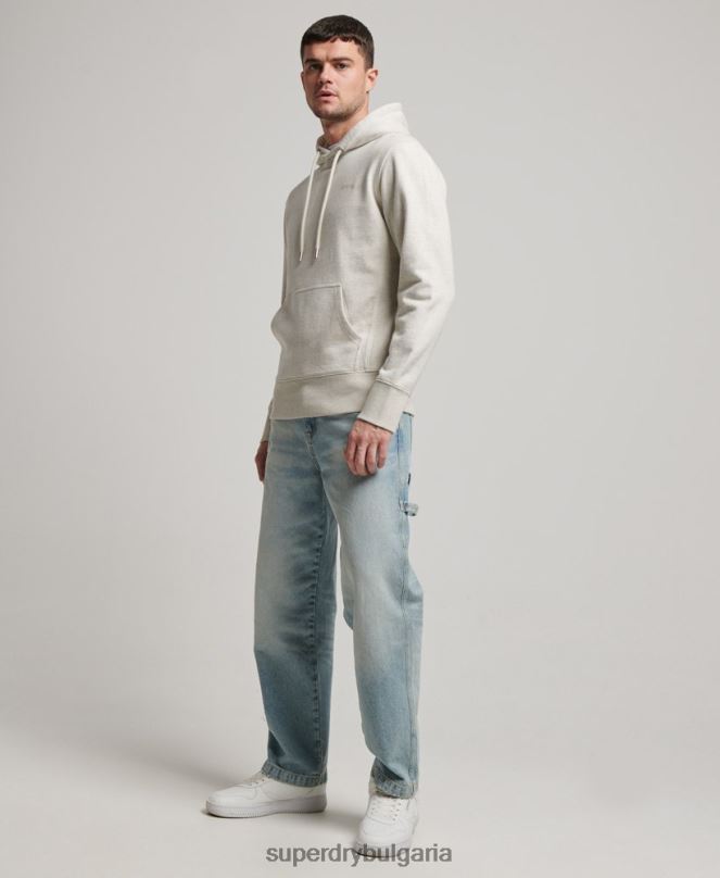 Superdry облекло N00H574 бежово мъже есенциален прекалено боядисан качулка