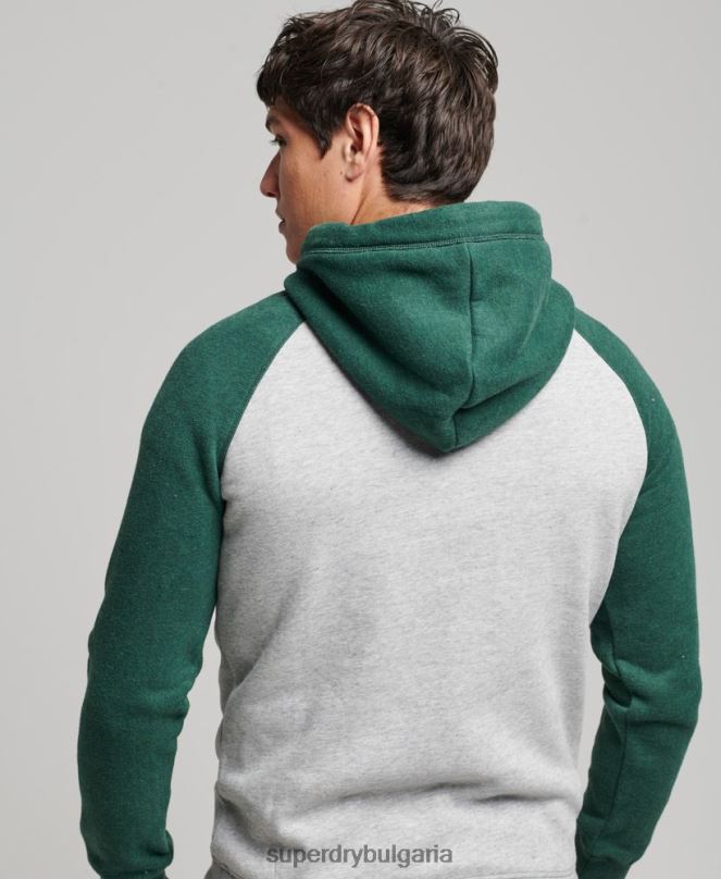Superdry облекло N00H576 зелено мъже бейзболна качулка с ретро лого