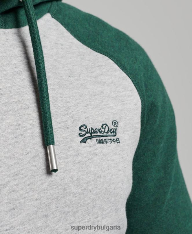 Superdry облекло N00H576 зелено мъже бейзболна качулка с ретро лого