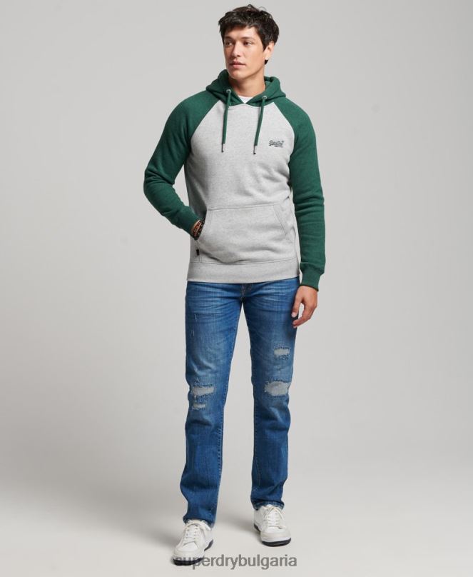 Superdry облекло N00H576 зелено мъже бейзболна качулка с ретро лого