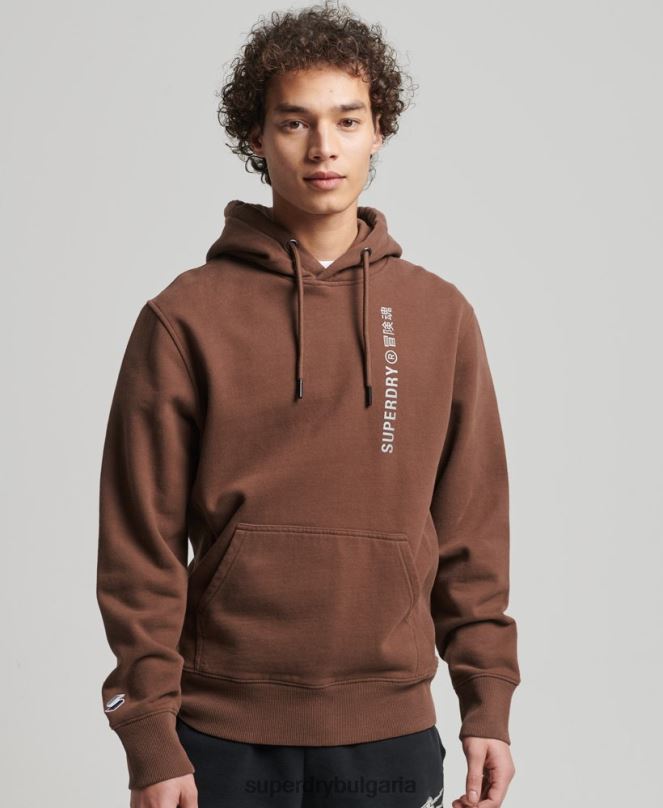 Superdry облекло N00H5787 кафяво мъже кодирана линейна свободна качулка над главата