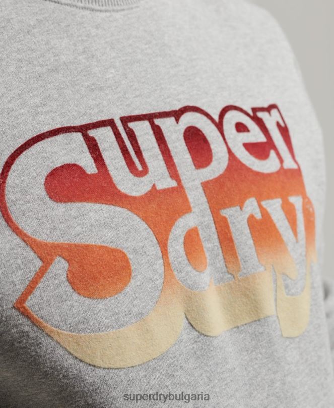 Superdry облекло N00H578 светло сив мъже винтидж екипаж в сянка