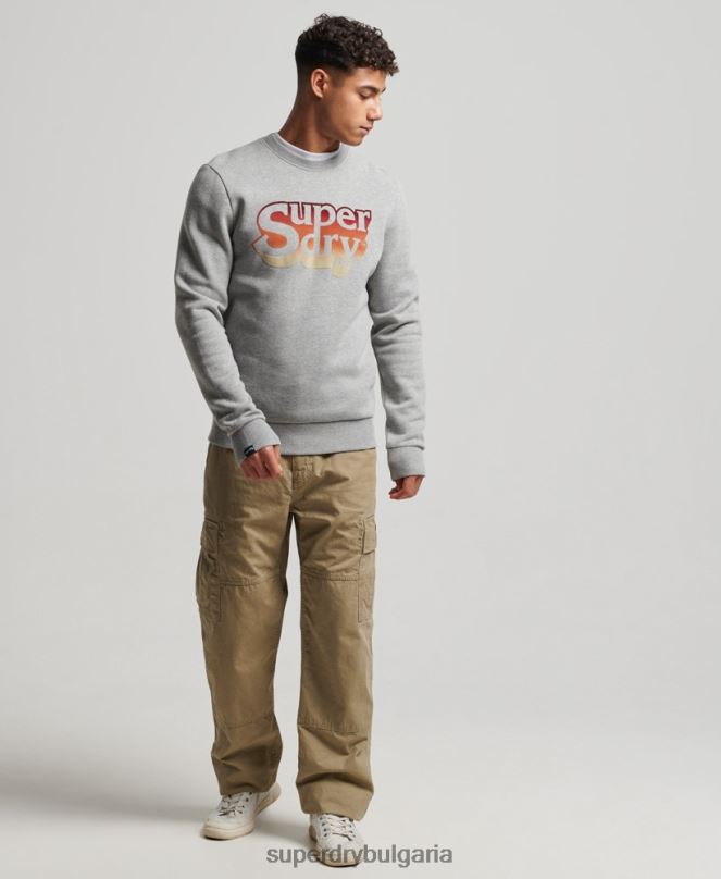Superdry облекло N00H578 светло сив мъже винтидж екипаж в сянка