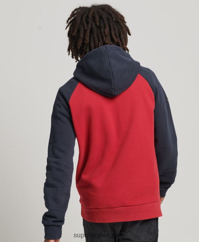 Superdry облекло N00H582 червен мъже ретро ахил реглан качулка