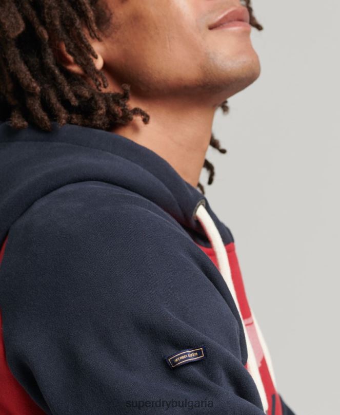 Superdry облекло N00H582 червен мъже ретро ахил реглан качулка