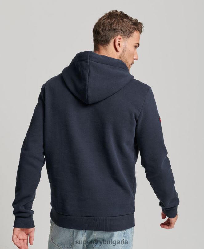Superdry облекло N00H584 военноморски флот мъже ретро лого магазин класически hoodie