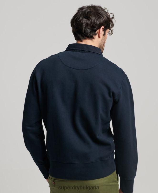 Superdry облекло N00H585 военноморски флот мъже прекалено боядисан суичър за ръгби