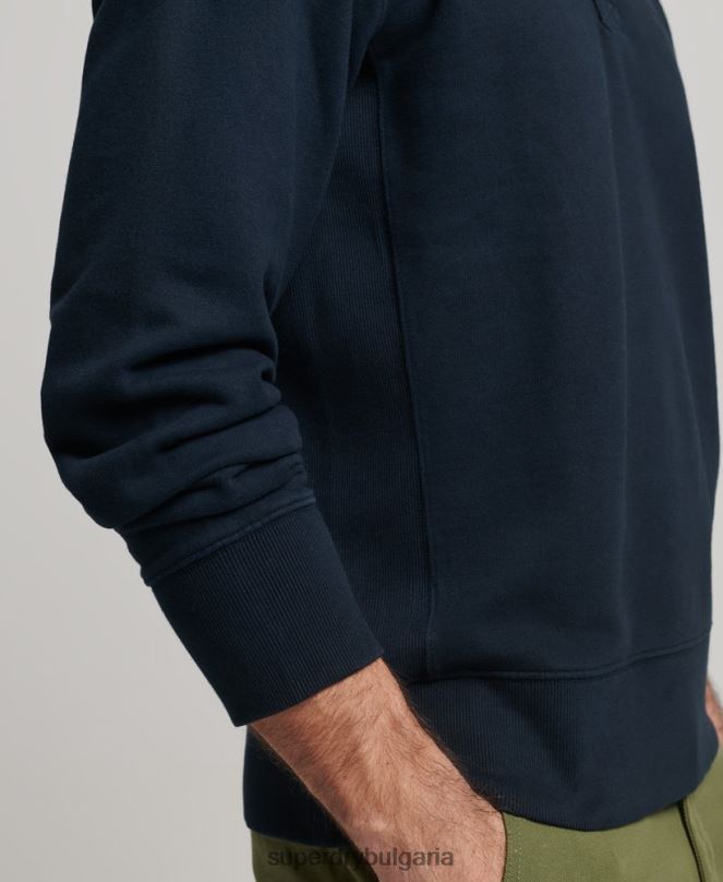 Superdry облекло N00H585 военноморски флот мъже прекалено боядисан суичър за ръгби