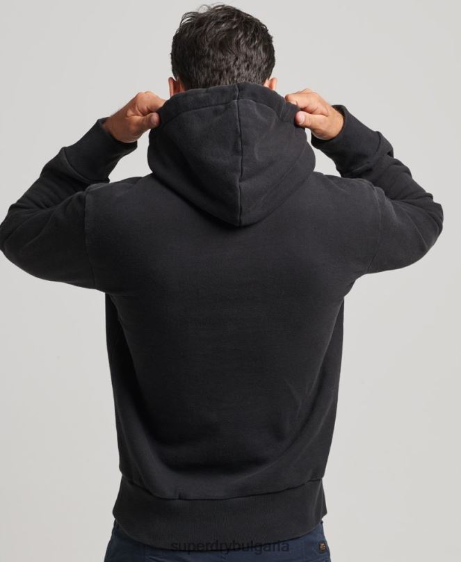 Superdry облекло N00H586 тъмно сив мъже суичър с графична качулка в гората