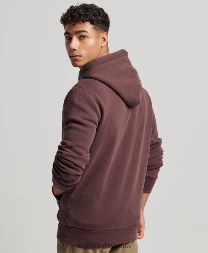 Superdry облекло N00H588 кафяво мъже неонова качулка с винтидж лого