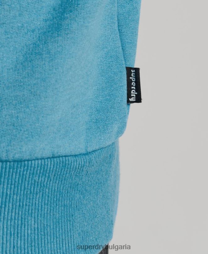 Superdry облекло N00H589 син мъже стикер за пътуване суитшърт на екипажа