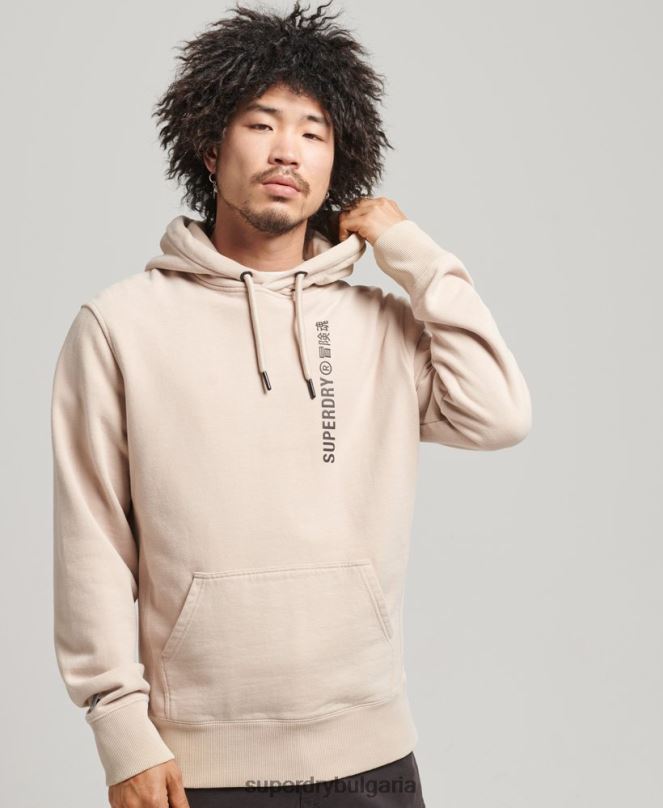 Superdry облекло N00H5908 бежово мъже кодирана линейна свободна качулка над главата
