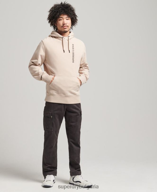Superdry облекло N00H5908 бежово мъже кодирана линейна свободна качулка над главата