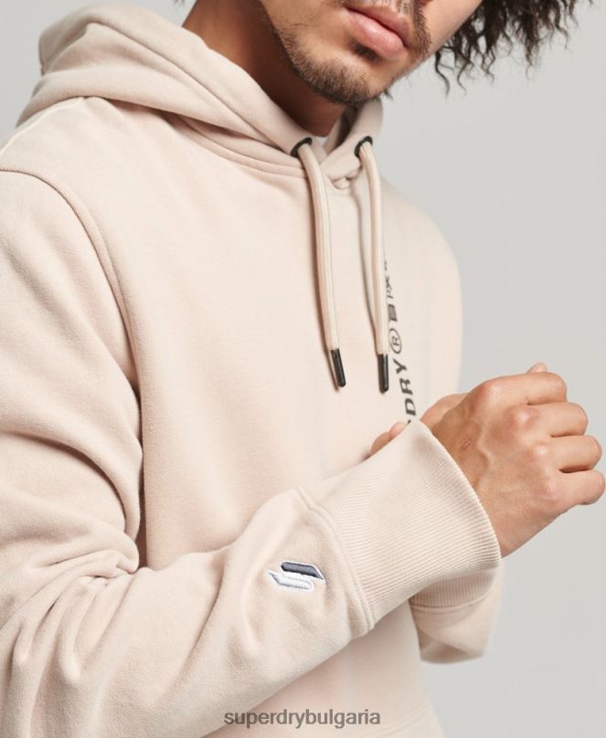 Superdry облекло N00H5908 бежово мъже кодирана линейна свободна качулка над главата
