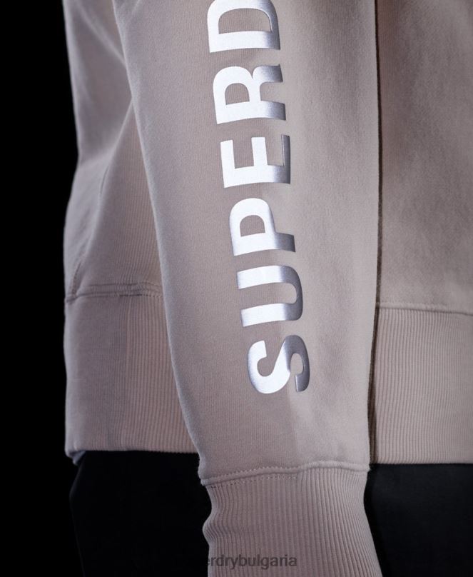 Superdry облекло N00H5909 бежово мъже свободен линеен суитшърт с код