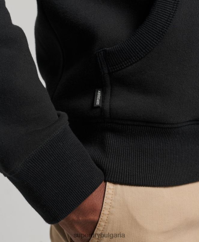 Superdry облекло N00H590 черен мъже суичър с лого от органичен памук