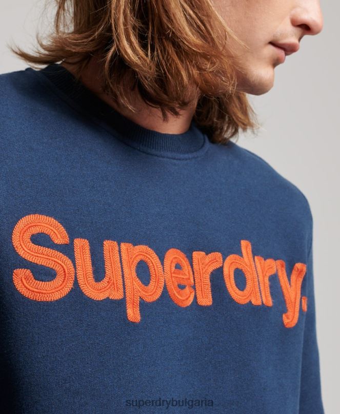 Superdry облекло N00H591 син мъже класически суичър с лого на Core
