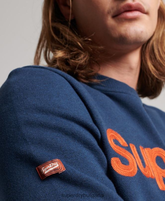 Superdry облекло N00H591 син мъже класически суичър с лого на Core
