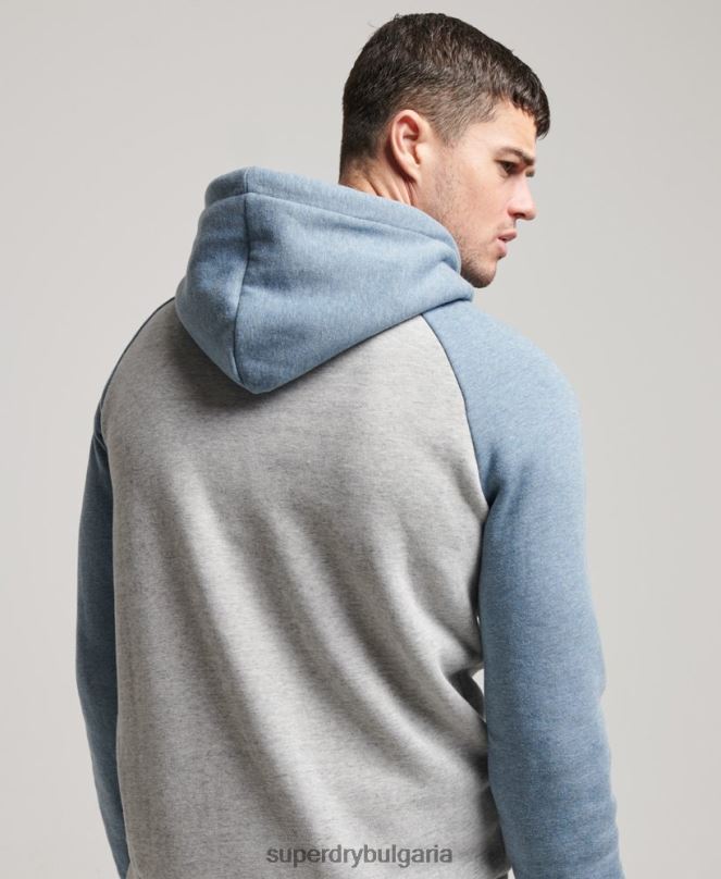 Superdry облекло N00H594 сиво мъже суичър с качулка тип реглан
