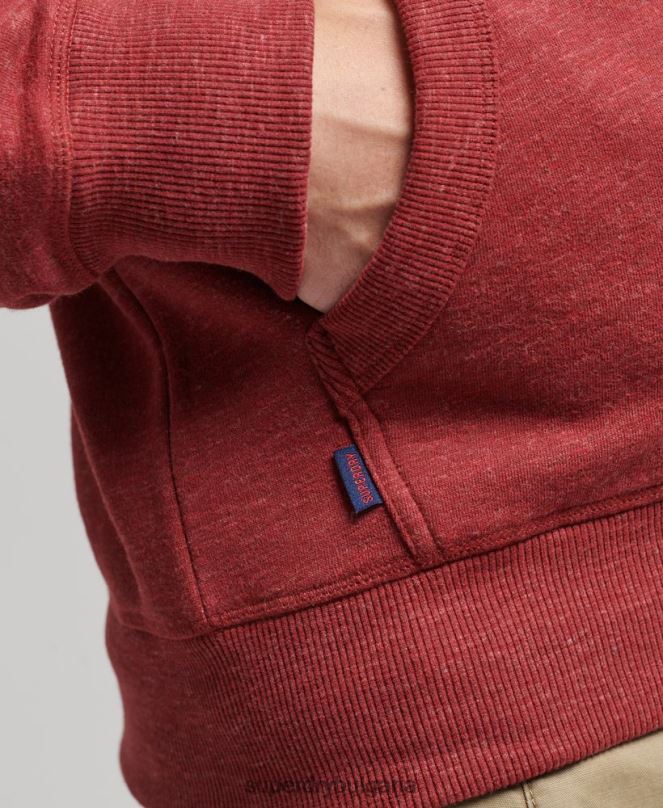 Superdry облекло N00H596 червен мъже качулка с ретро лого и цип от органичен памук