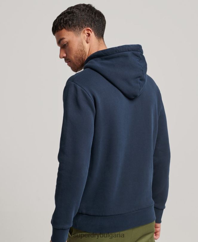 Superdry облекло N00H598 военноморски флот мъже неонова качулка за винтидж място