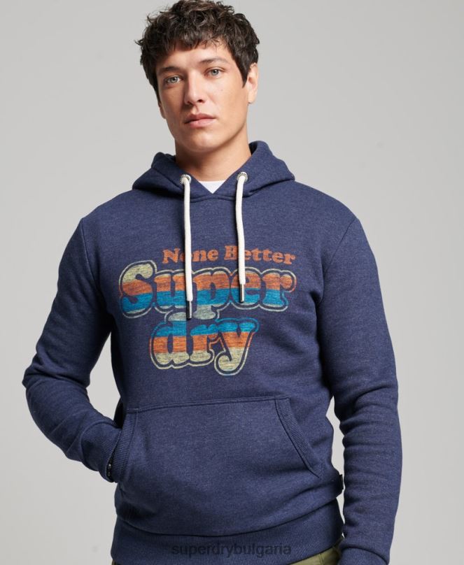 Superdry облекло N00H599 военноморски флот мъже ретро купър класическа качулка