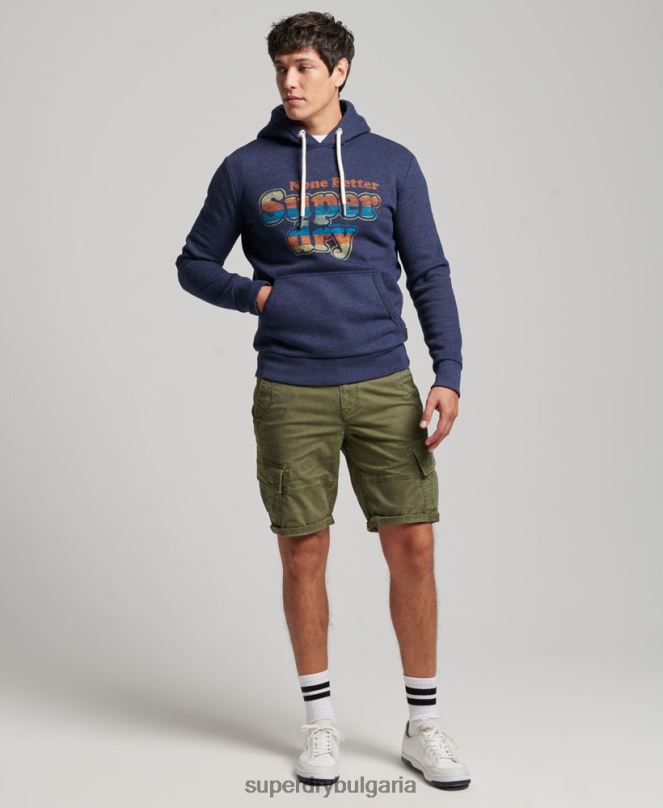 Superdry облекло N00H599 военноморски флот мъже ретро купър класическа качулка