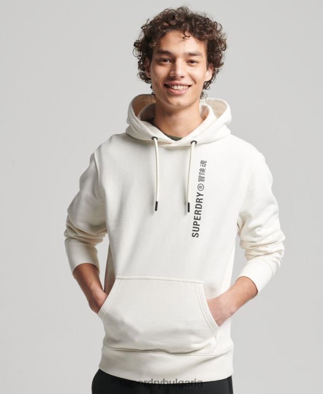Superdry облекло N00H6018 бяло мъже кодирана линейна свободна качулка над главата