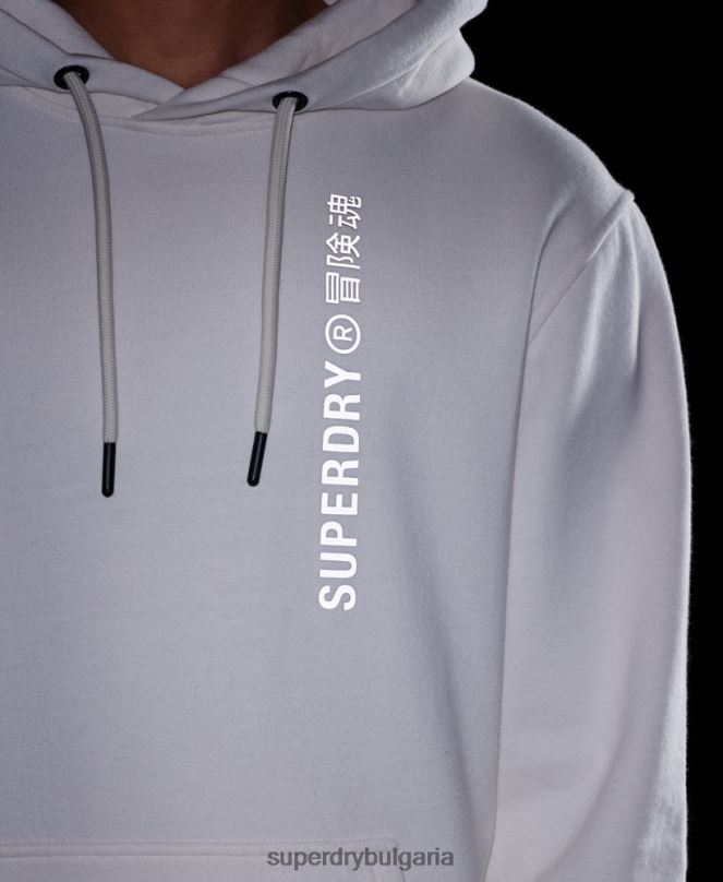 Superdry облекло N00H6018 бяло мъже кодирана линейна свободна качулка над главата