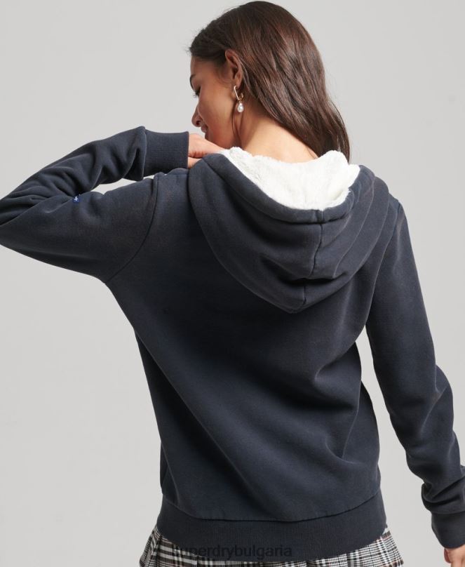 Superdry облекло N00H6019 военноморски флот мъже суичър с цип гордост и крафт