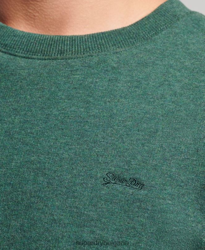 Superdry облекло N00H601 зелено мъже органичен памук есенциален лого екипаж суичър