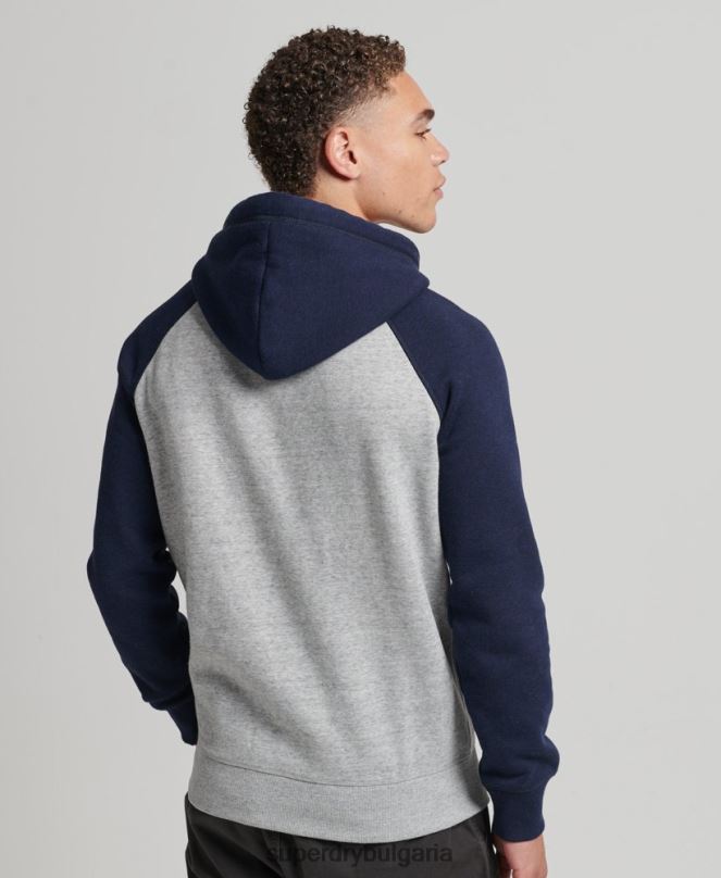 Superdry облекло N00H602 сиво мъже бейзболна качулка с винтидж лого от органичен памук