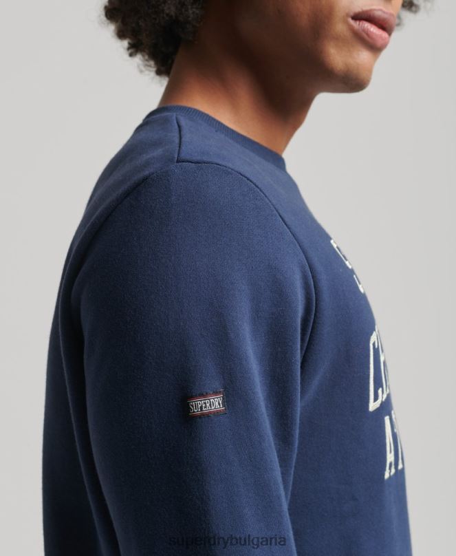 Superdry облекло N00H605 военноморски флот мъже ретро атлетичен суичър за фитнес
