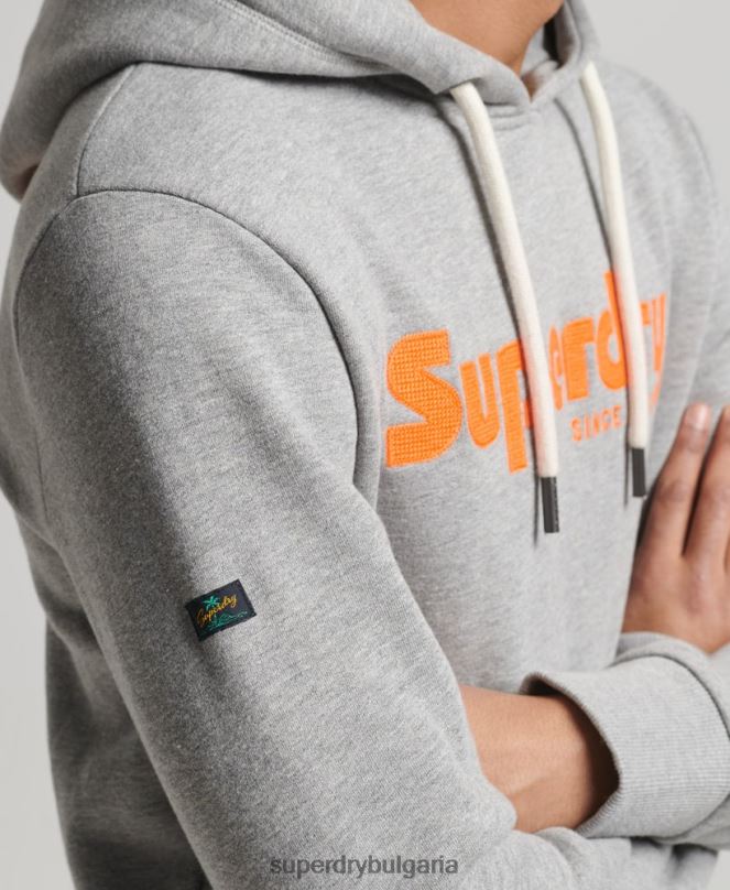Superdry облекло N00H607 светло сив мъже ретро терен класическа качулка