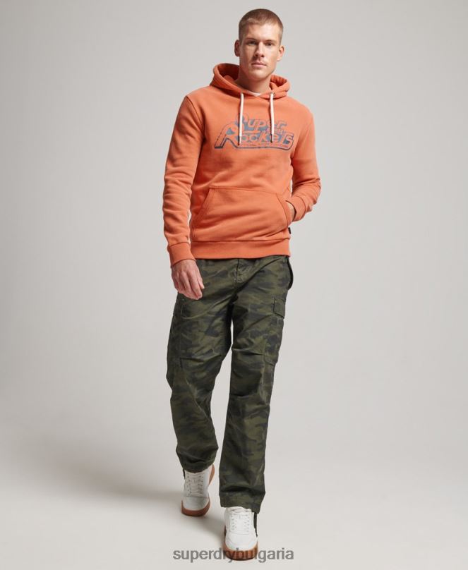 Superdry облекло N00H610 оранжево мъже винтидж качулка Shapers & Makers